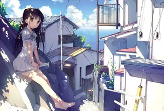 日式小清新街道风景插画图片