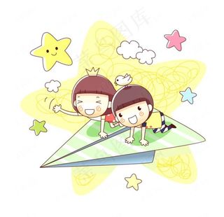 趴在纸飞机上飞的孩子图片