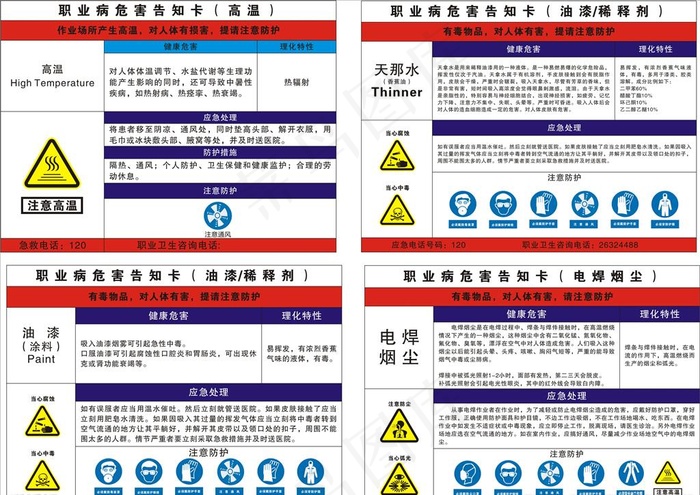 职业病危害告知卡图片cdr矢量模版下载