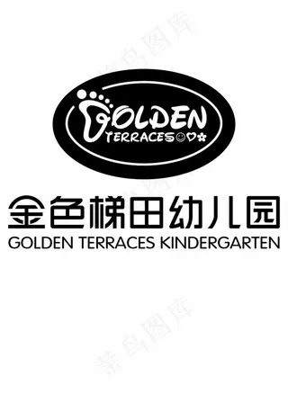 金色梯田幼儿园 矢量图图片