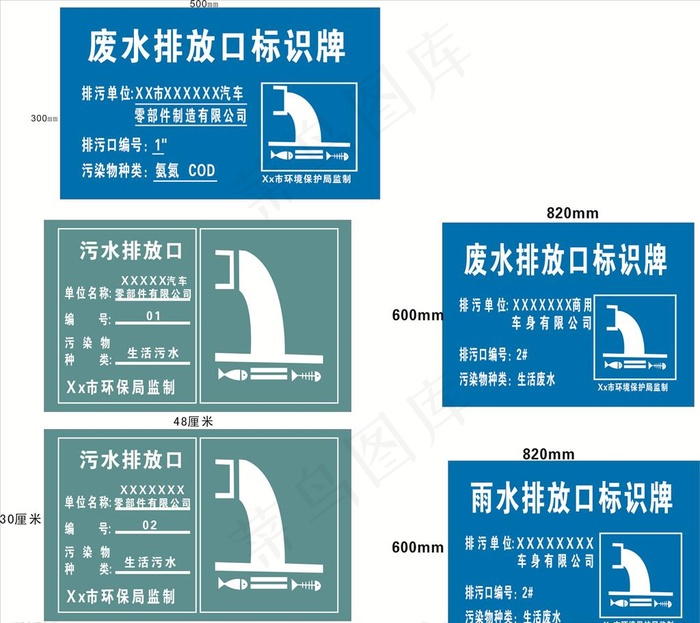 污水排放口标识牌图片cdr矢量模版下载