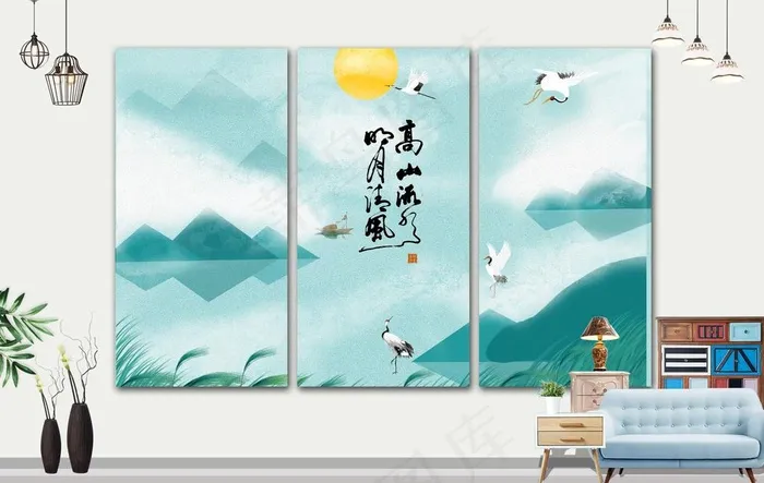 山水画图片(4519X3000(DPI:300))psd模版下载