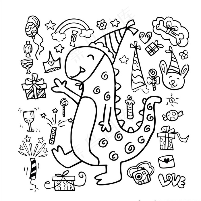 涂鸦插画图片eps,ai矢量模版下载