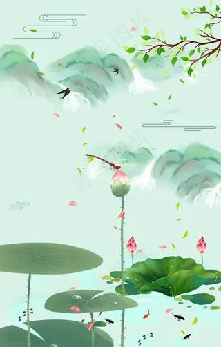 水墨荷花背景图片