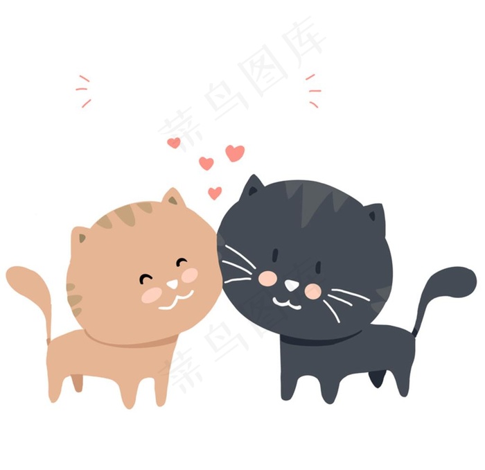 卡通情侣小猫咪图片psd模版下载