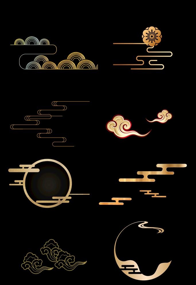 中国风金色祥云元素图片