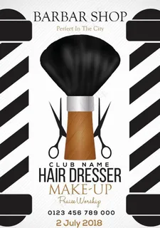黑白简约美发理发店宣传海报模板图片