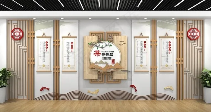茶道文化墙图片cdr矢量模版下载
