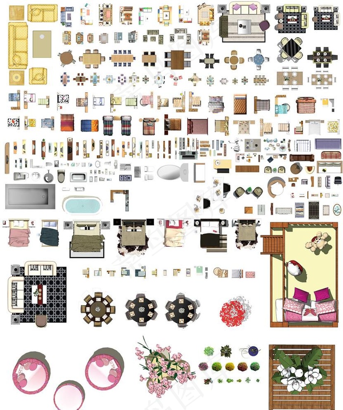 室内彩色平面图素材图片(5000X6160(DPI:72))psd模版下载