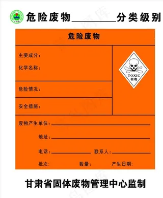 危险废物分类级别  标准图片