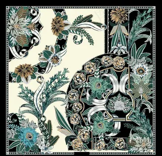 矢量方巾花型数码大牌设计花型图片