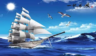 大海帆船 背景墙图片