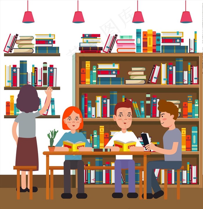 卡通图书室图片
