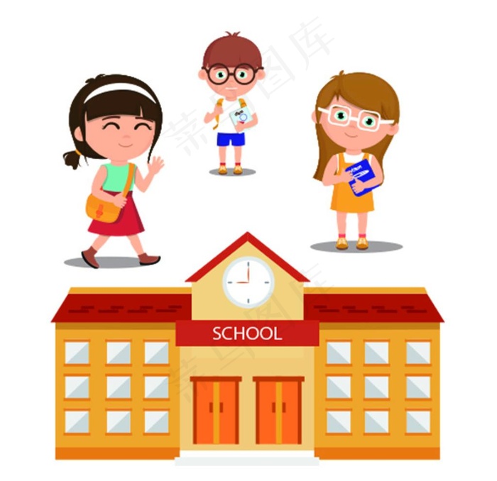 卡通学生和学校图片