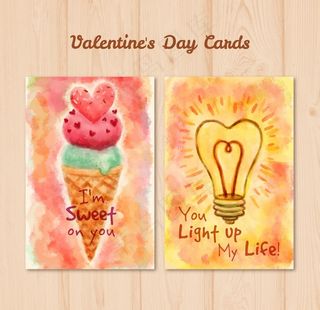 水彩原创情人节卡片图片