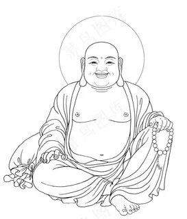大肚弥勒佛线描图片