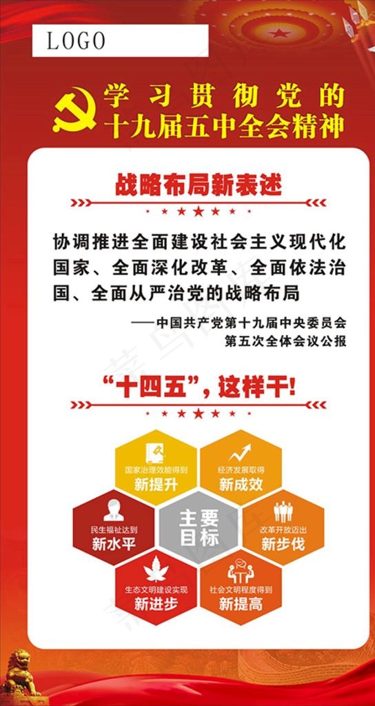 学习贯彻党的十九届五中全会精神图片(1080X1920)cdr矢量模版下载