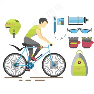 矢量骑行装备元素图片