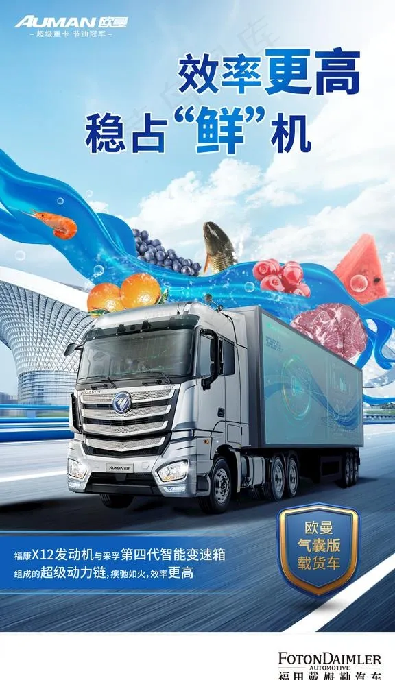 欧曼重卡汽车效率海报图片(1080X1920(DPI:72))psd模版下载