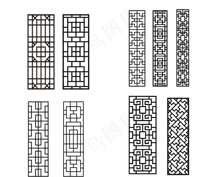 家居隔断 传统隔断 中式花纹图片cdr矢量模版下载