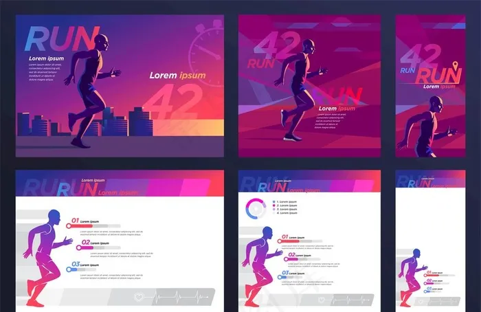 奔跑运动KV图片ai矢量模版下载
