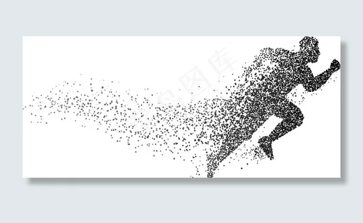 颗粒拼图跑步的人图片