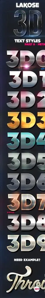 3D金属文字特效PSD图片(590X3200(DPI:72))psd模版下载