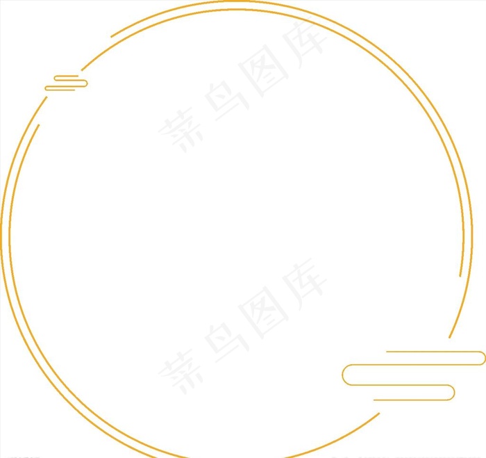 中国风简约金色祥云圆框图片