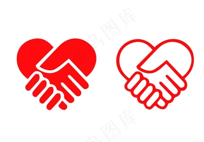 握手-爱心图片ai矢量模版下载