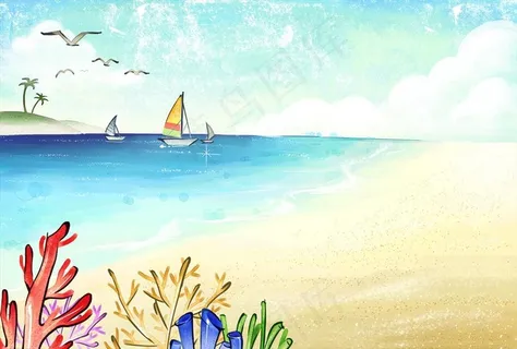 海边仲夏背景素材图片