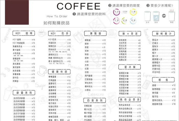 奶茶菜单图片cdr矢量模版下载