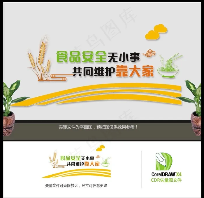 学校食堂食品安全文化墙图片cdr矢量模版下载