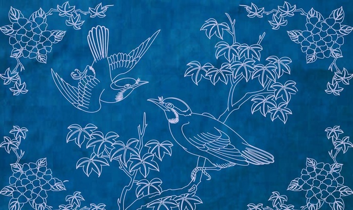 中式花鸟背景墙图片