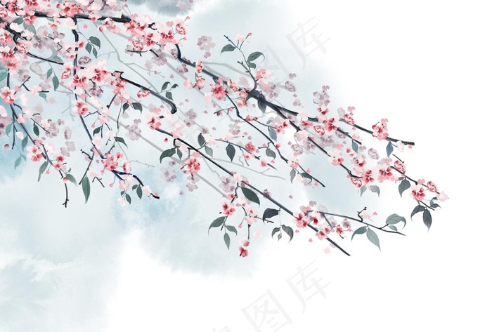 桃花国画图片