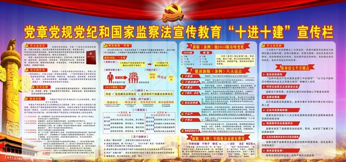 党章党规党纪和国家监察法宣传教图片(2440X1220)cdr矢量模版下载