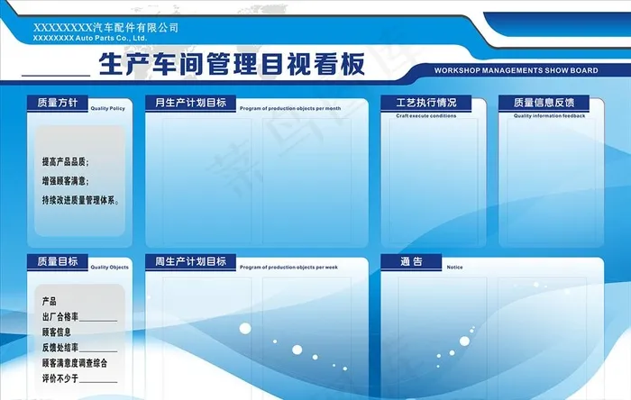生产车间管理目视化看板图片cdr矢量模版下载
