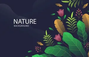 外国商业插画热带叶子小花植物图片