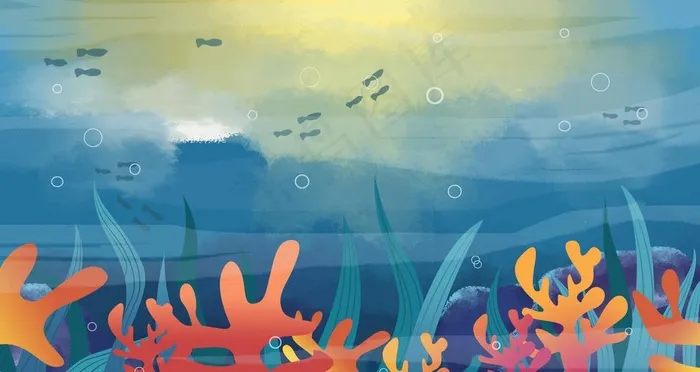 卡通海洋背景图片(4724X2657(DPI:150))psd模版下载