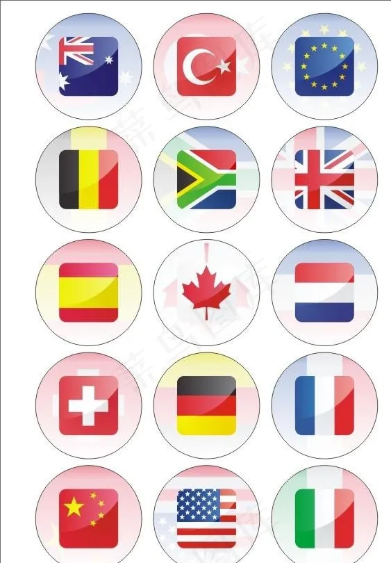 各国国旗胸章矢量图图片cdr矢量模版下载