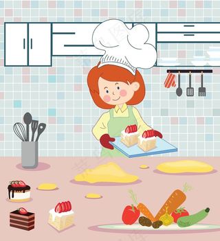 餐饮烹饪主题卡通插画图片