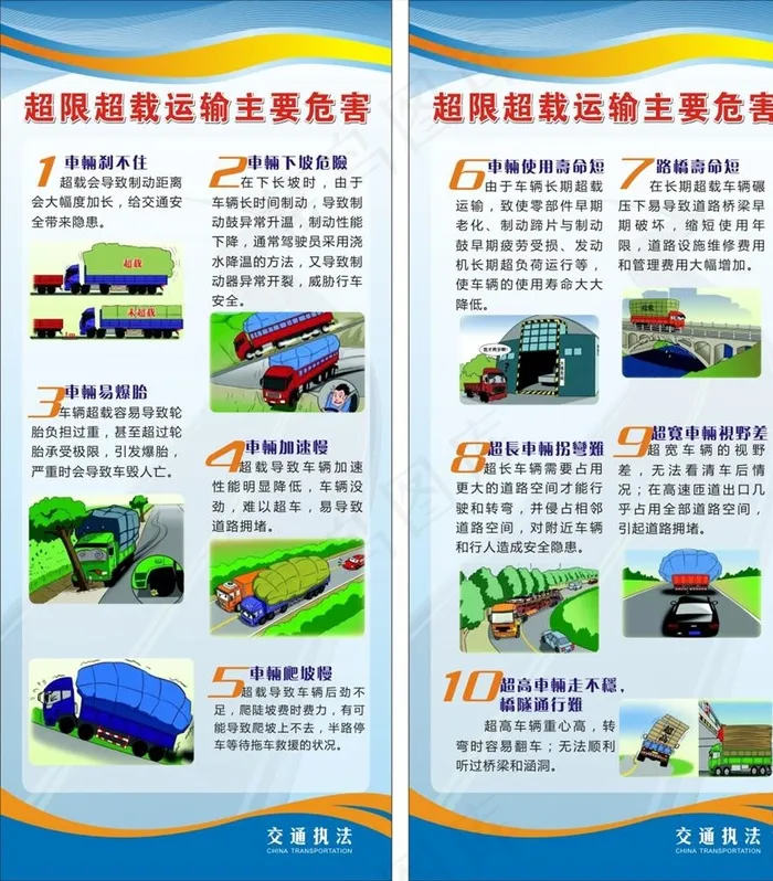 超限超载运输主要危害展架图片cdr矢量模版下载
