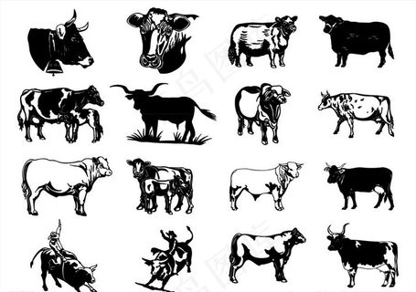 牛手绘矢量素材图片