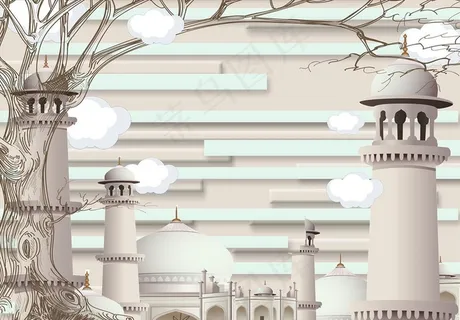 城堡背景墙图片