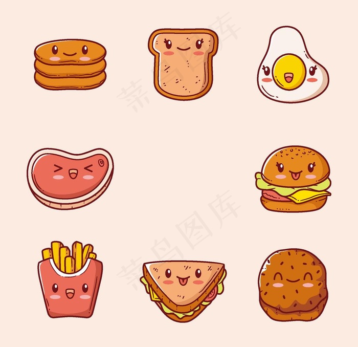 可爱食物图片ai矢量模版下载