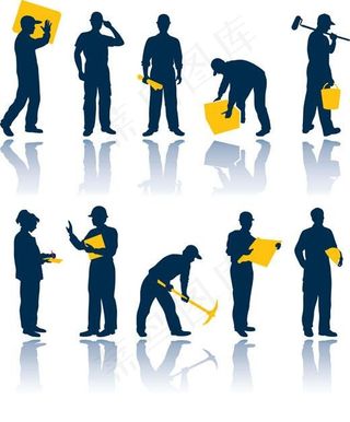 工人剪影图片