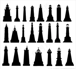灯塔矢量剪影合集图片