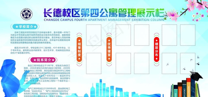 学校公寓展示栏图片(7087X3543(DPI:150))psd模版下载