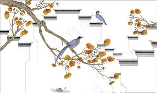 花鸟背景墙图片