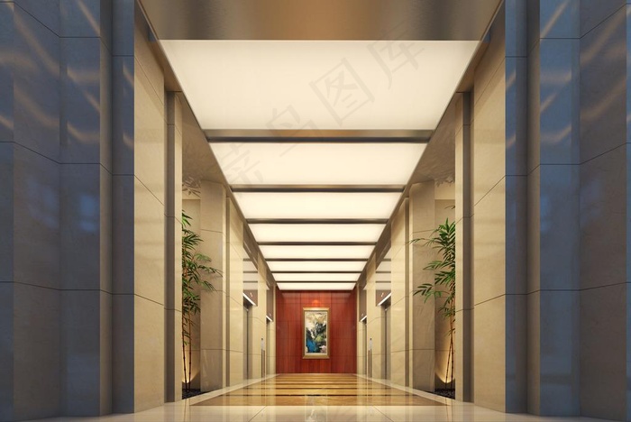 奢华入户大堂电梯图片