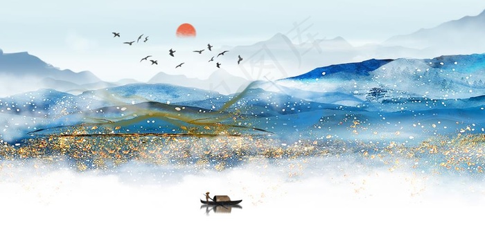 新中式背景墙图片(9449X4724(DPI:200))psd模版下载